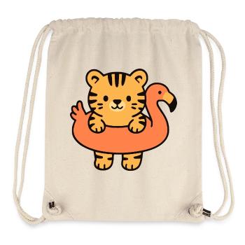 Petit tigre sur Bouée Tropicale - Sac à cordon recyclé Stanley/Stella - blanc naturel - Devant