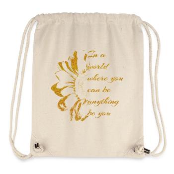 Goldene Botschaft-SEI DU mit Sonnenblume - Stanley/Stella recycelter Gym Bag - Naturweiß - Vorne