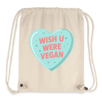 Blue Anime Bubble Heart – Wish U Were Vegan - Stanley/Stella Recycled Gym Bag - natural - Front