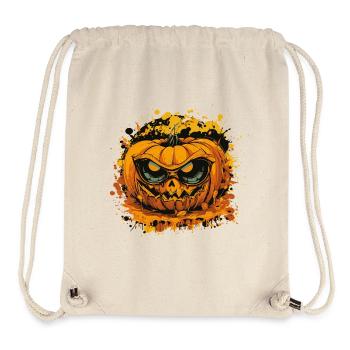 Grim Pumpkin Face in Color Splatter Style - Stanley/Stella Recycled Gym Bag - natural - Front