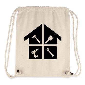 Logo de l’artisan – marteau, perceuse et brosse - Sac à cordon recyclé Stanley/Stella - blanc naturel - Devant