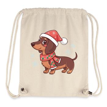 Dackel, warmes Weihnachten - Stanley/Stella recycelter Gym Bag - Naturweiß - Vorne