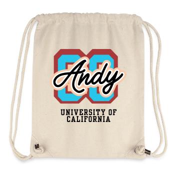Andy Retro Varsity Emblem - Stanley/Stella recycelter Gym Bag - Naturweiß - Vorne