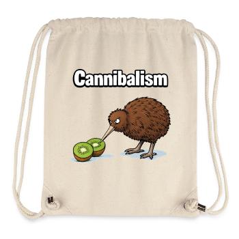 Cannibalisme – Le Kiwi à l’humour | Comique drôle - Sac à cordon recyclé Stanley/Stella - blanc naturel - Devant