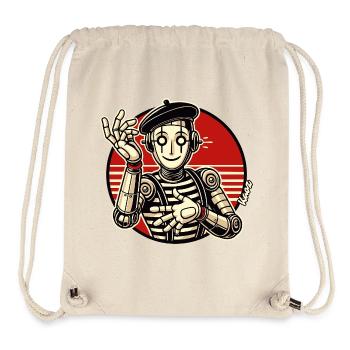 Pantomime de robots rétro avec béret dans le style de la bande dessinée - Sac à cordon recyclé Stanley/Stella - blanc naturel - Devant