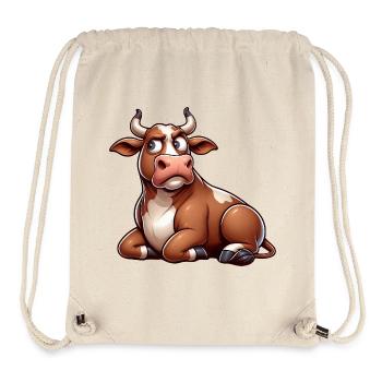 Funny Cow Cartoon Skeptical Bull Comic - Stanley/Stella Recycled Gym Bag - natural - Front