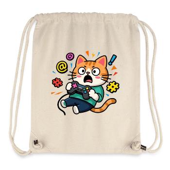 Chat Gamer Déchaîné - Sac à cordon recyclé Stanley/Stella - blanc naturel - Devant