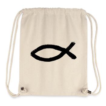 Jésus poisson noir Ichthys poisson poisson poisson - Sac à cordon recyclé Stanley/Stella - blanc naturel - Devant