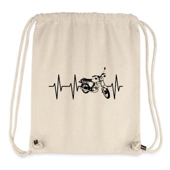 Simson S50 S51 Heartbeat Pulse ECG Mobylette icône - Sac à cordon recyclé Stanley/Stella - blanc naturel - Devant