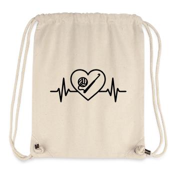 Cœur au crochet – amour de la couture - Sac à cordon recyclé Stanley/Stella - blanc naturel - Devant