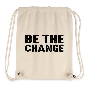 Cadeau d’Esprit Positif Inspirant Be The Change - Sac à cordon recyclé Stanley/Stella - blanc naturel - Devant