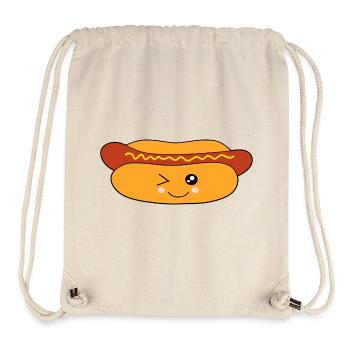 Kawaii, Hot-dog, Saucisse, Saucisse, Boucher - Sac à cordon recyclé Stanley/Stella - blanc naturel - Devant