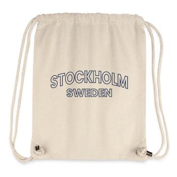 Conception de texte Stockholm – Suède - Sac à cordon recyclé Stanley/Stella - blanc naturel - Devant
