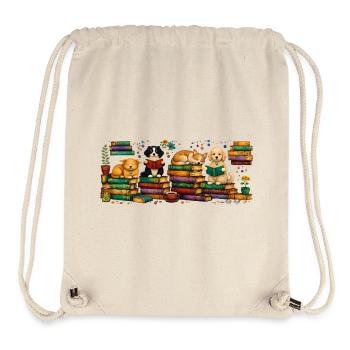 Reading dogs with stacks of books - Stanley/Stella Recycled Gym Bag - natural - Front