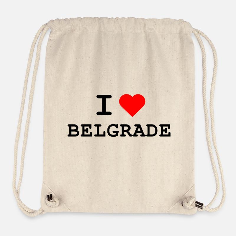 Ich liebe Belgrade - J’adore Belgrade - Sac à cordon recyclé Stanley/Stella - blanc naturel