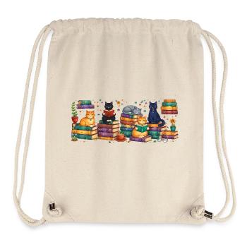Reading cats with stacks of books - Stanley/Stella Recycled Gym Bag - natural - Front