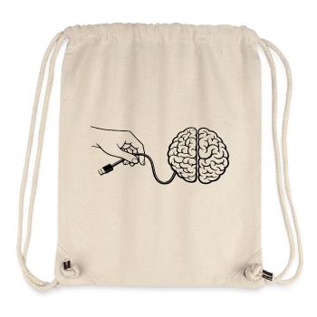 Gehirn Kopf Kabel Anschluss Künstliche Intelligenz - Stanley/Stella recycelter Gym Bag - Naturweiß - Vorne