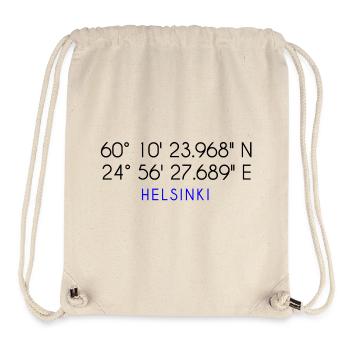 Helsinki Koordinaten - Stanley/Stella recycelter Gym Bag - Naturweiß - Vorne