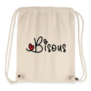 Cœur Rouge Bisous ligne Minimale Noire - Sac à cordon recyclé Stanley/Stella - blanc naturel - Devant