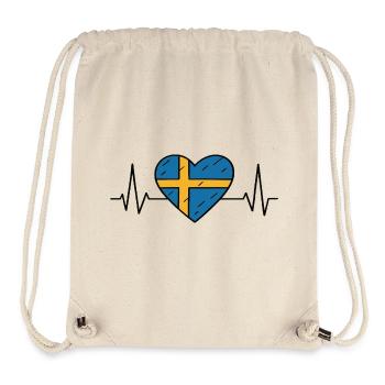 Schweden Heartbeat Line Flagge Liebe Reisen Design - Stanley/Stella recycelter Gym Bag - Naturweiß - Vorne