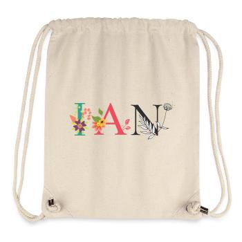 IAN Name Art With Flowers Embroidered - Stanley/Stella Recycled Gym Bag - natural - Front