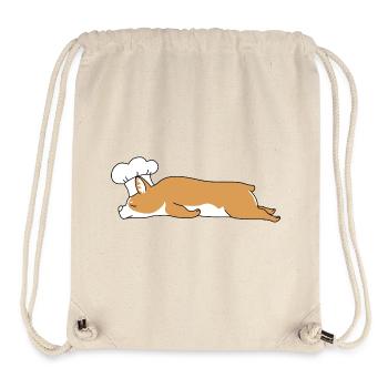 Gif de Chef Corgi drôle qui cuisine Boulanger qui se repose dans la cuisine - Sac à cordon recyclé Stanley/Stella - blanc naturel - Devant