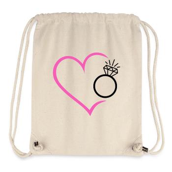 Herz mit Diamantring Ehering Ring Hochzeit Braut - Stanley/Stella recycelter Gym Bag - Naturweiß - Vorne