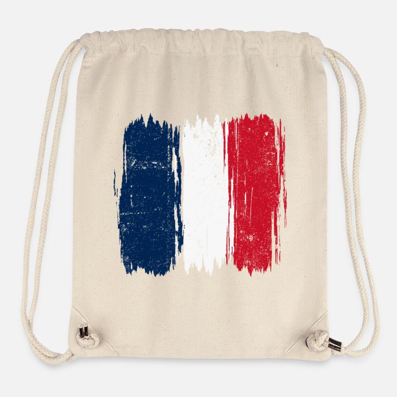 Coup de pinceau Drapeau français - Sac à cordon recyclé Stanley/Stella - blanc naturel