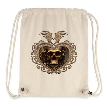 Superbe crâne steampunk doré - Sac à cordon recyclé Stanley/Stella - blanc naturel - Devant