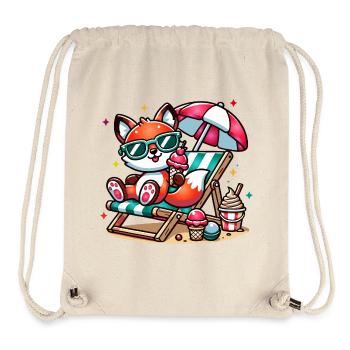 Cheerful cartoon fox on the beach on a lounger - Stanley/Stella Recycled Gym Bag - natural - Front