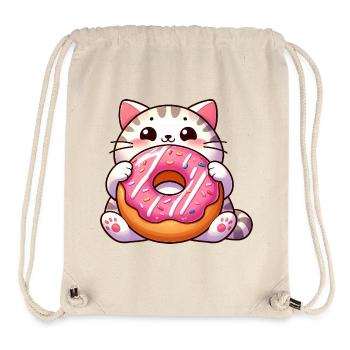 Süße Katze mit Donut Nachtisch Naschkatze - Stanley/Stella recycelter Gym Bag - Naturweiß - Vorne