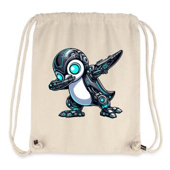 Cool dessin animé pingouin robot astronaute Mech dab - Sac à cordon recyclé Stanley/Stella - blanc naturel - Devant