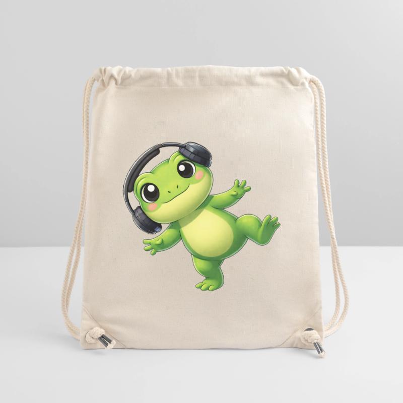 Crapaud grenouille mignon avec une technologie de danse casque Sac à cordon recyclé Stanley/Stella
