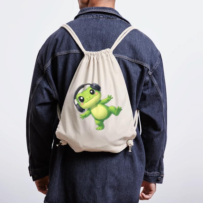 Crapaud grenouille mignon avec une technologie de danse casque Sac à cordon recyclé Stanley/Stella