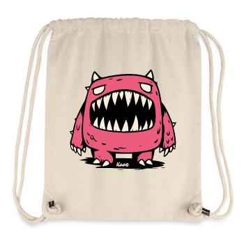 Pinkes Monster mit großen spitzen Zähnen - Stanley/Stella recycelter Gym Bag - Naturweiß - Vorne