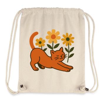 Orangene Katze im Blumenmeer - Stanley/Stella recycelter Gym Bag - Naturweiß - Vorne