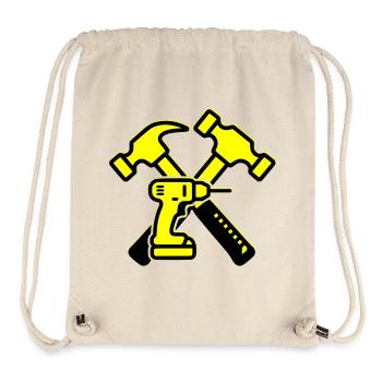 Werkzeug Bohrer Hämmer Gelb - Stanley/Stella recycelter Gym Bag - Naturweiß - Vorne