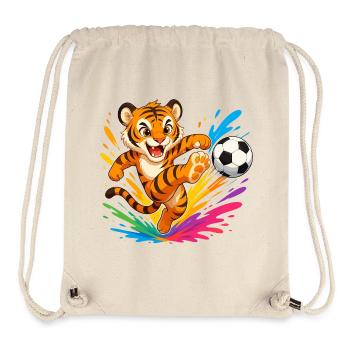 Tiger Kick Ball Farbexplosion - Stanley/Stella recycelter Gym Bag - Naturweiß - Vorne
