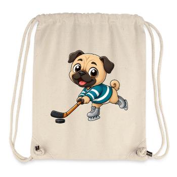 Mops Eishockeyspieler Comic Motiv - Stanley/Stella recycelter Gym Bag - Naturweiß - Vorne