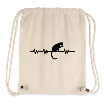 Battement de coeur - chat - Sac à cordon recyclé Stanley/Stella - blanc naturel - Devant