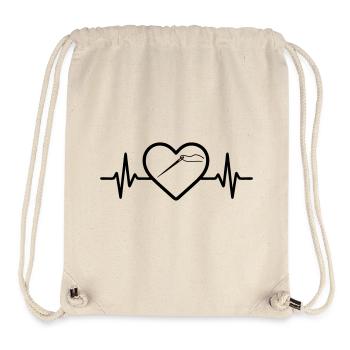 Bobine à coudre Aiguille Ciseaux Coeur - Sac à cordon recyclé Stanley/Stella - blanc naturel - Devant