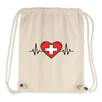 Schweiz Heartbeat Line Flagge Liebe Reisen Design - Stanley/Stella recycelter Gym Bag - Naturweiß - Vorne