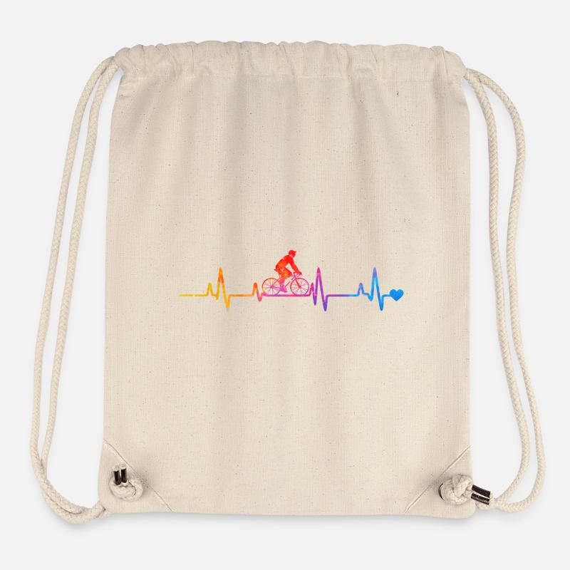 Cyclisme arc-en-ciel avec un battement de cœur - Sac à cordon recyclé Stanley/Stella - blanc naturel