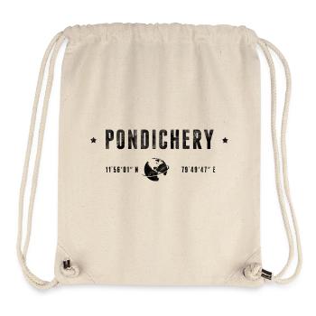 PONDICHERY Coordonnées Géographiques Stylisées - Sac à cordon recyclé Stanley/Stella - blanc naturel - Devant