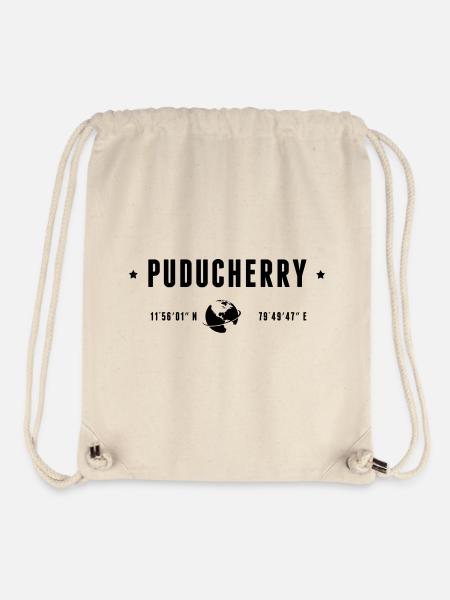 PUDUCHERRY Stylized Geographical Coordinates - Stanley/Stella Recycled Gym Bag - natural