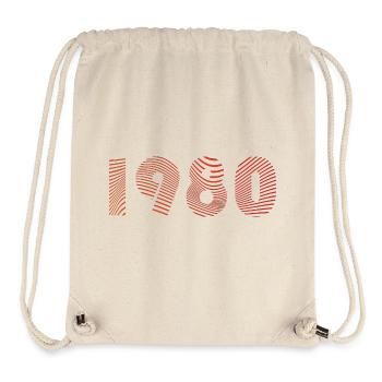 Typographie rétro à rayures des années 1980 - Sac à cordon recyclé Stanley/Stella - blanc naturel - Devant