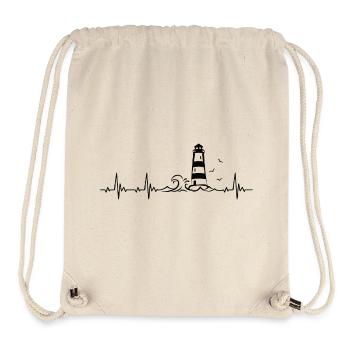 Lighthouse Sea Coast Heartbeat Frequency Pulse ECG - Stanley/Stella Recycled Gym Bag - natural - Front