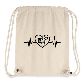 Bobine à coudre Aiguille Ciseaux Coeur - Sac à cordon recyclé Stanley/Stella - blanc naturel - Devant