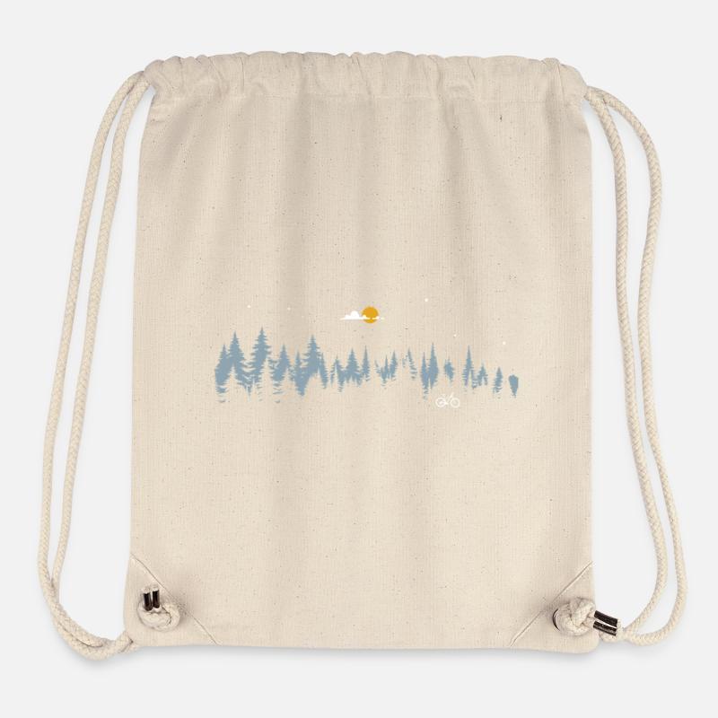 Scène de vélo de forêt au clair de lune - Sac à cordon recyclé Stanley/Stella - blanc naturel