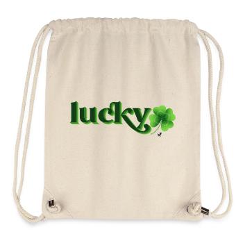 Illustration du trèfle à quatre feuilles avec inscription - Sac à cordon recyclé Stanley/Stella - blanc naturel - Devant